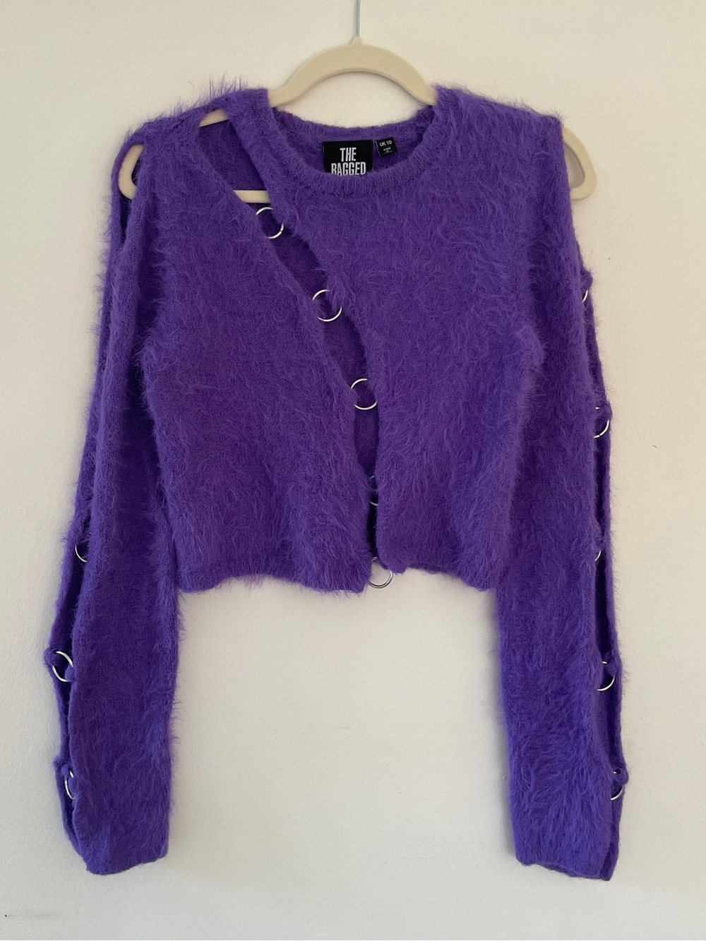 The Ragged Priest Sweater Cut Out O Ring Rave Cyber Punk Concert Fuzzy Cropped 6 - Picture 9 of 9